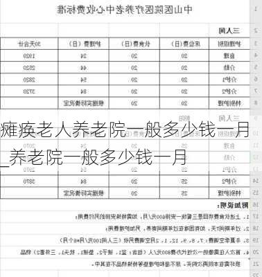 瘫痪老人养老院一般多少钱一月_养老院一般多少钱一月