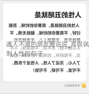 遇人不淑的朋友圈说说_高级讽刺人性的句子