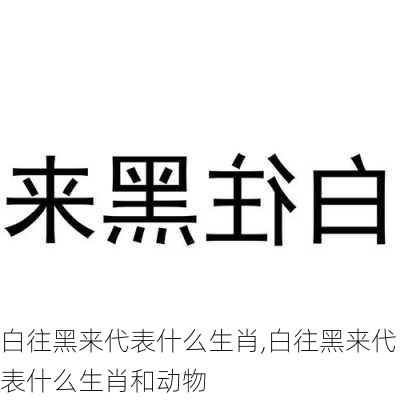 白往黑来代表什么生肖,白往黑来代表什么生肖和动物