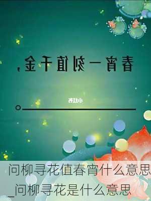 问柳寻花值春宵什么意思_问柳寻花是什么意思