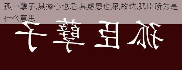 孤臣孽子,其操心也危,其虑患也深,故达,孤臣所为是什么意思