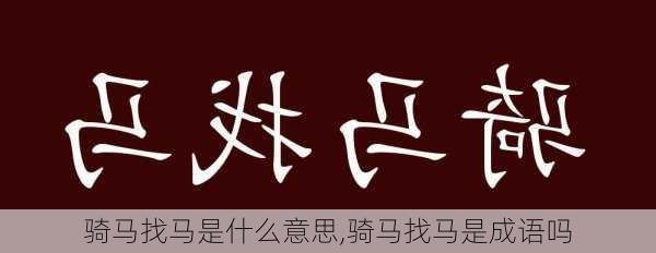 骑马找马是什么意思,骑马找马是成语吗