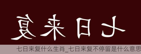 七日来复什么生肖_七日来复不停留是什么意思