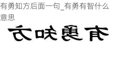 有勇知方后面一句_有勇有智什么意思