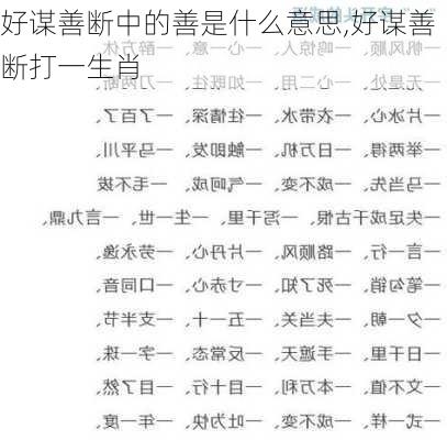 好谋善断中的善是什么意思,好谋善断打一生肖