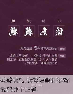 截鹤续凫,续鹜短鹤和续鹜截鹤哪个正确