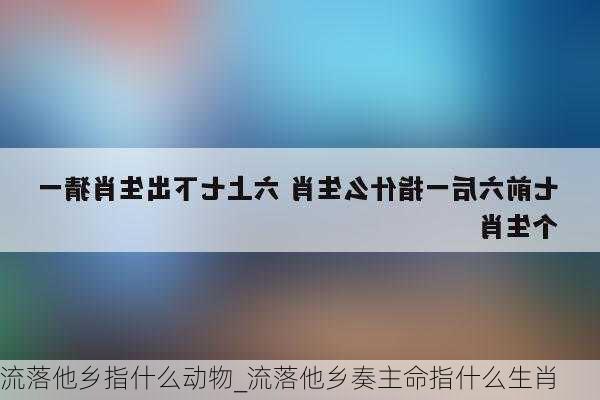 流落他乡指什么动物_流落他乡奏主命指什么生肖