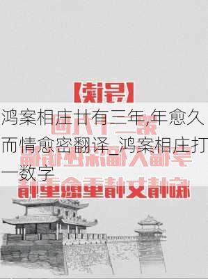 鸿案相庄廿有三年,年愈久而情愈密翻译_鸿案相庄打一数字