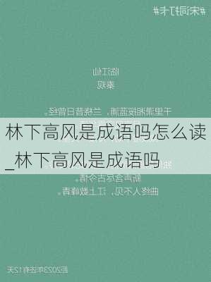 林下高风是成语吗怎么读_林下高风是成语吗