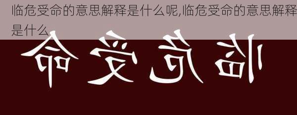 临危受命的意思解释是什么呢,临危受命的意思解释是什么