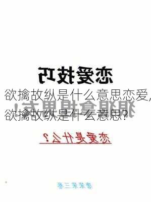 欲擒故纵是什么意思恋爱,欲擒故纵是什么意思?