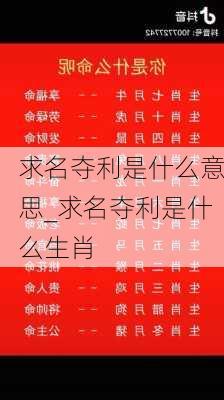 求名夺利是什么意思_求名夺利是什么生肖