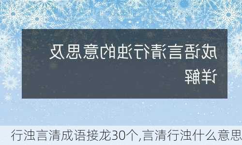 行浊言清成语接龙30个,言清行浊什么意思