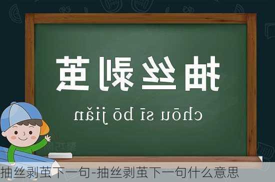 抽丝剥茧下一句-抽丝剥茧下一句什么意思